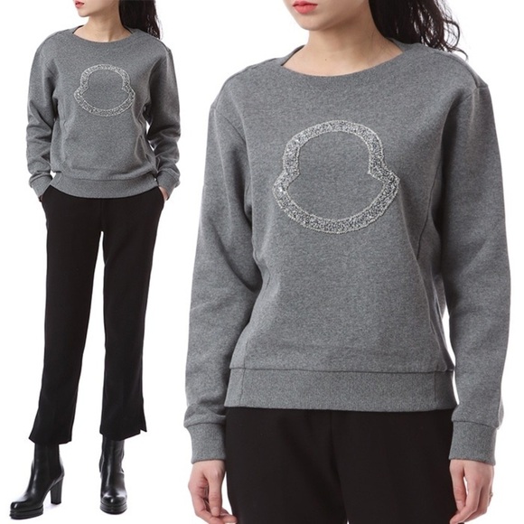 Moncler Maglia Girocollo Embroidered Sequin Sweatshirt - Picture 1 of 13